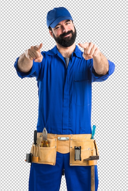 PSD plumber pointing to the front