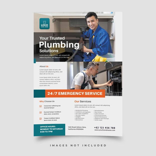 PSD plumber service dl flyer