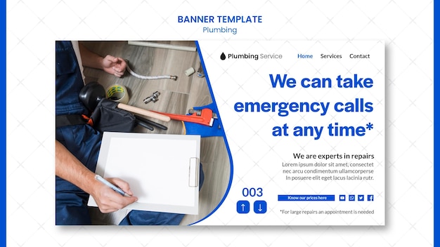 Plumber taking emergency calls banner