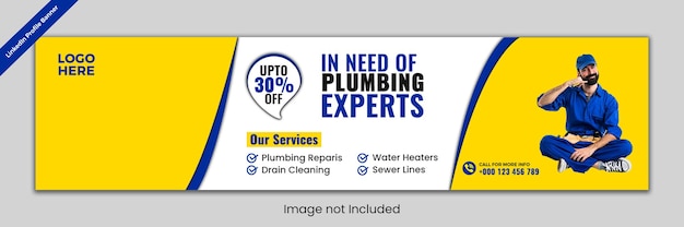PSD plumbing experts linkedin post benner template