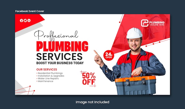 PSD plumbing facebook event cover psd template