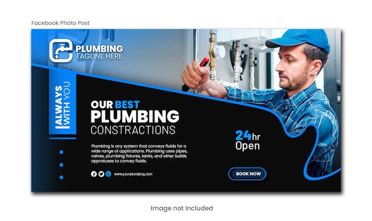 PSD plumbing facebook photo post szablon psd
