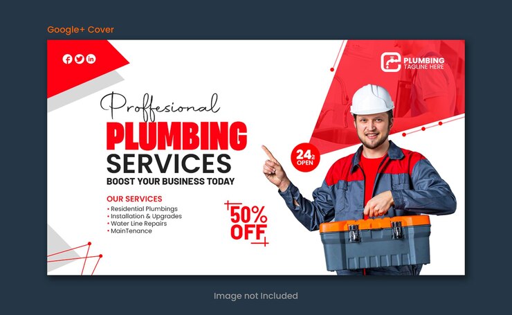 PSD шаблон google cover psd для сантехники