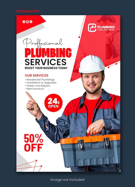 Plumbing Pinterest Pin PSD template