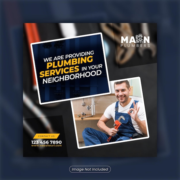 Plumbing Service Social Media Banner Design template