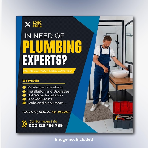 Plumbing service social media post design template