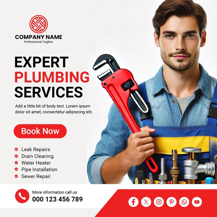PSD plumbing service social media post