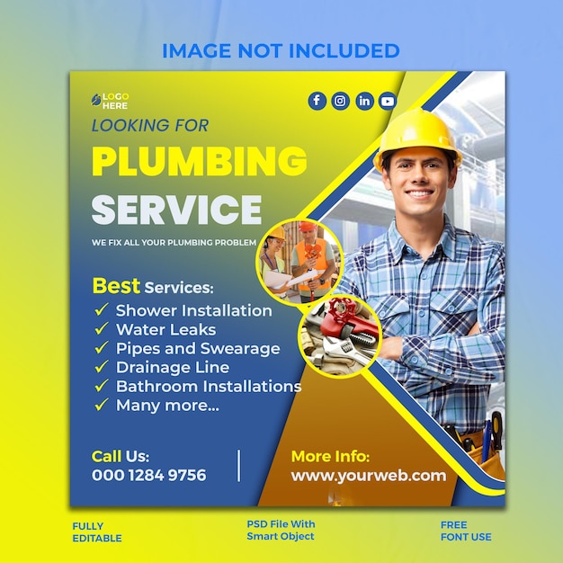 PSD plumbing social media post template