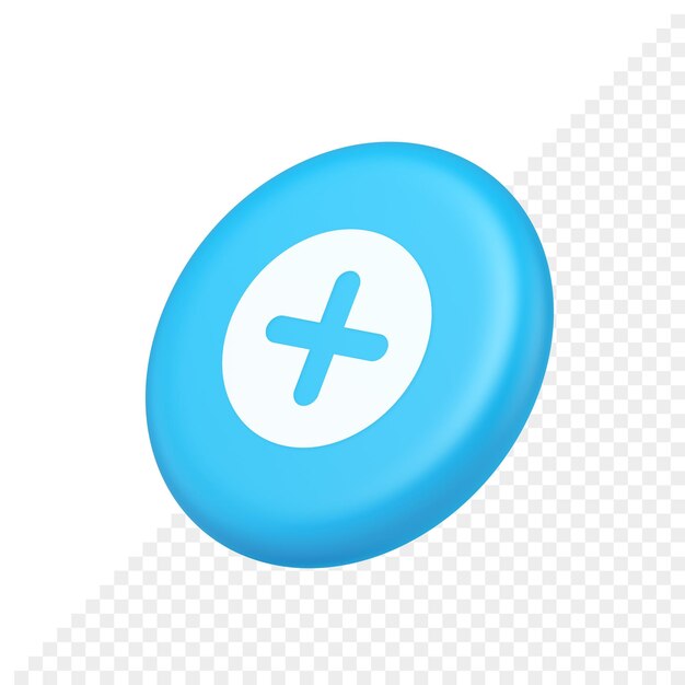 Plus add button mathematical addition symbol 3d isometric realistic icon