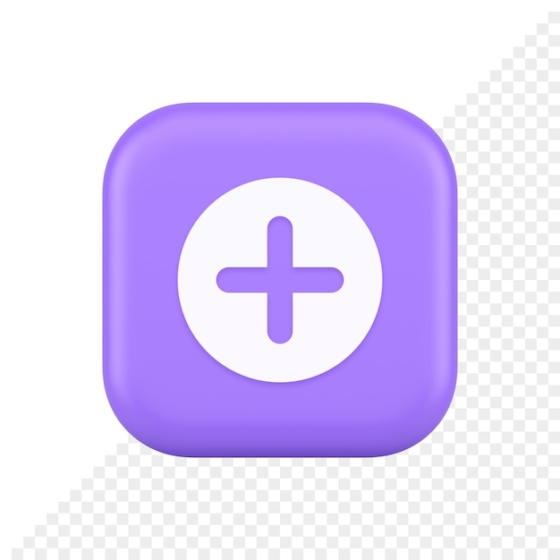 Plus add button mathematical addition symbol 3d realistic icon