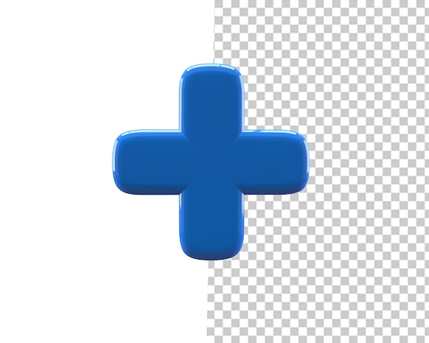 PSD plus blauw teken 3d render