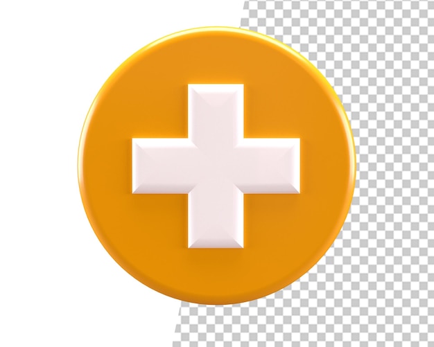 Plus golden medical icon 3d render