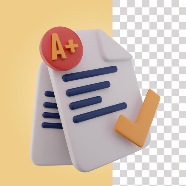 A plus grade sheet 3d icon