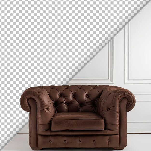 PSD plush chesterfield isolated on transparent background