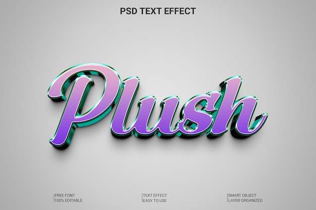 Plush editable 3d text effect