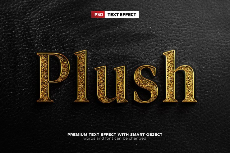 Плюшевый золотой блеск 3d редактируемый шаблон логотипа макета текстового эффекта на кожаном фоне