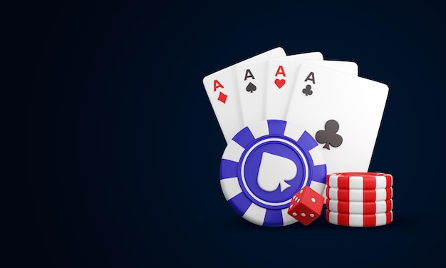 plying card with poker chips and token dices