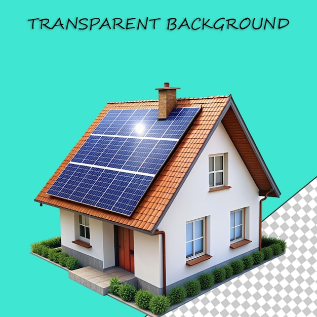 PSD płyty słoneczne na dachu domu w realistycznym renderowaniu 3d