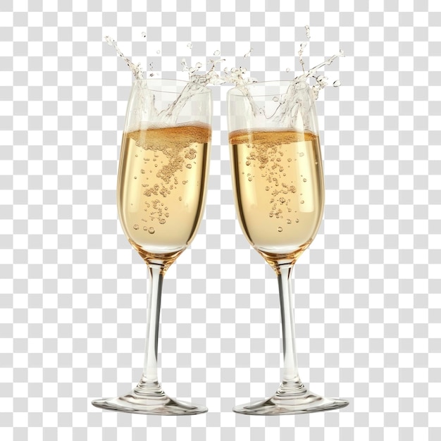 PNG 2 glasses of splash champagne toasting cheers drink wine