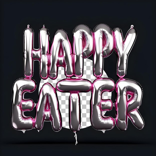 PSD png 3d easter text with transparent background of letter balloons about happy easter celebration