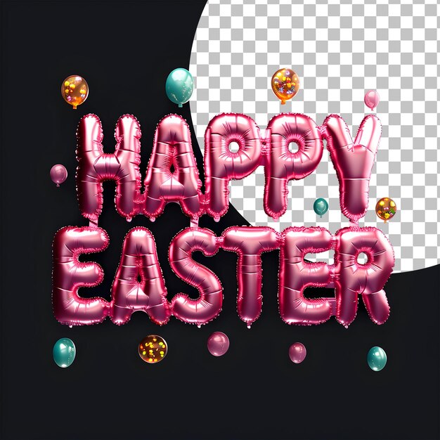 Png 3d easter text with transparent background of letter balloons about happy easter celebration