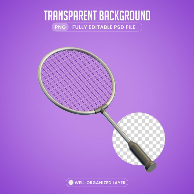 PSD png 3d object badminton racquet social media design