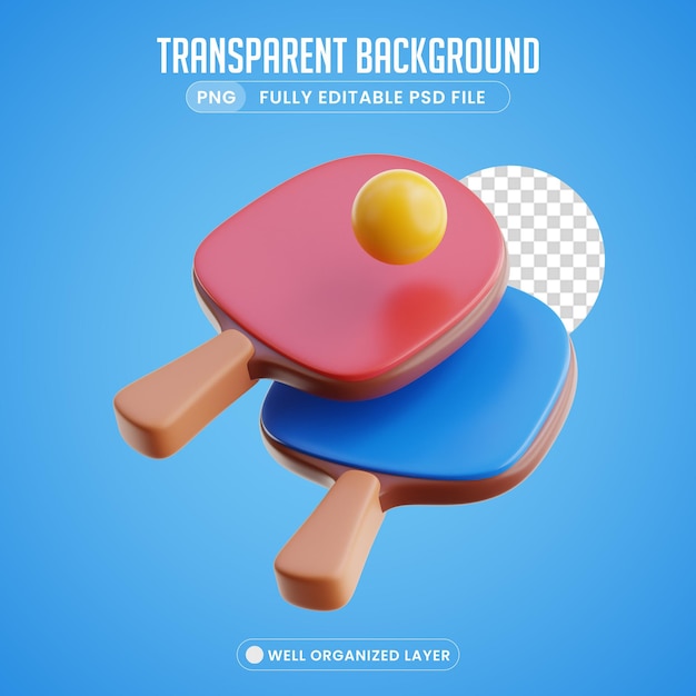 PSD png 3d object table tennis racket social media design