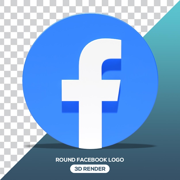 png 3d round facebook logo front angle isolated render meta icon for social media 3d render