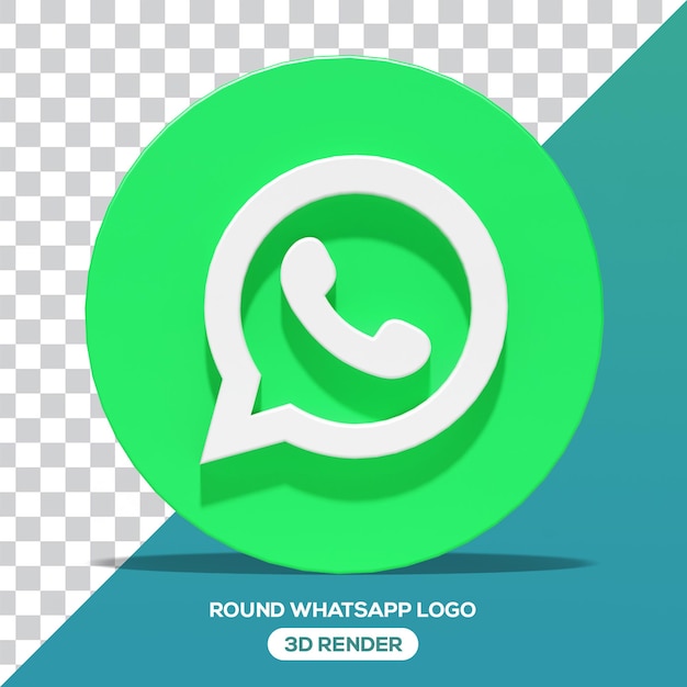 PSD png 3d round whatsapp logo front angle isolated render meta icon for social media 3d render