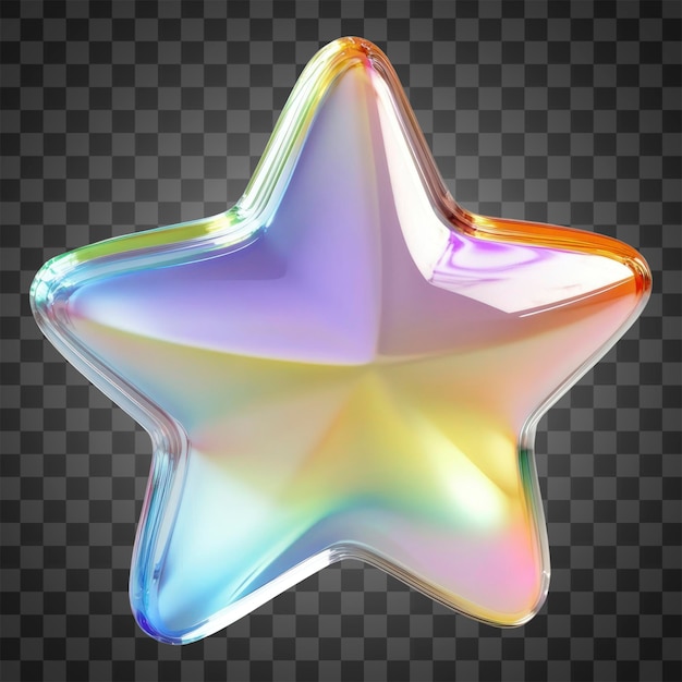 PNG 3D star shape Icon illustration rainbow iridescent