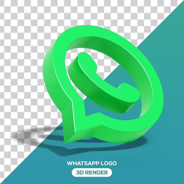 PSD png 3d whatsapp logo pływający kąt izolowany renderowanie meta ikona dla mediów społecznościowych renderowanie 3d