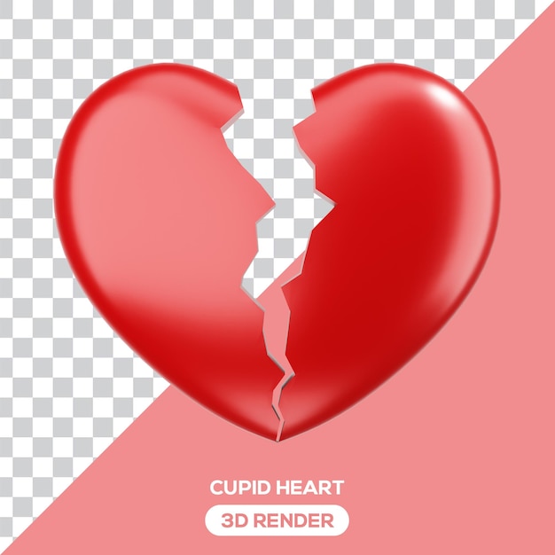Png 3d Złamane Czerwone Serce Symbol Izolowane Renderuj Błyszczący Złamane Serce Emoji 3d Render