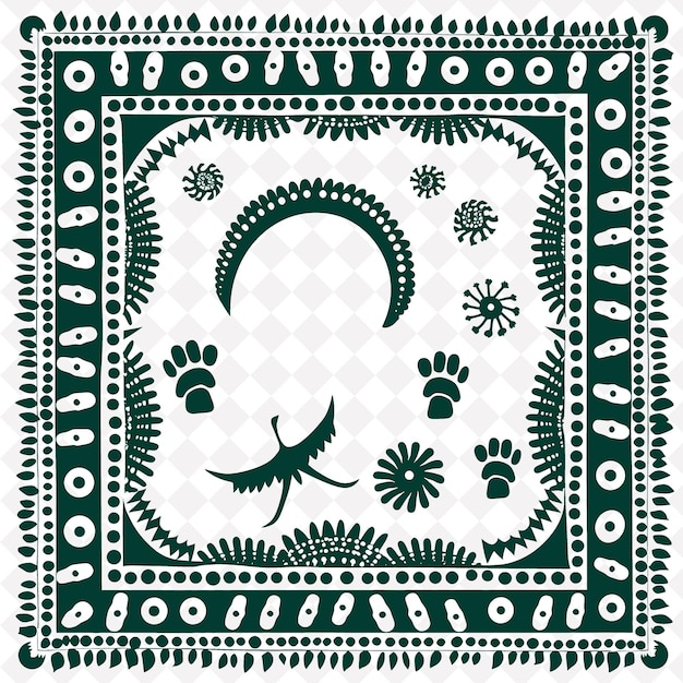 PSD png aboriginal tribal stamp with dot painting and boomerangs for traditional unique frame decorative