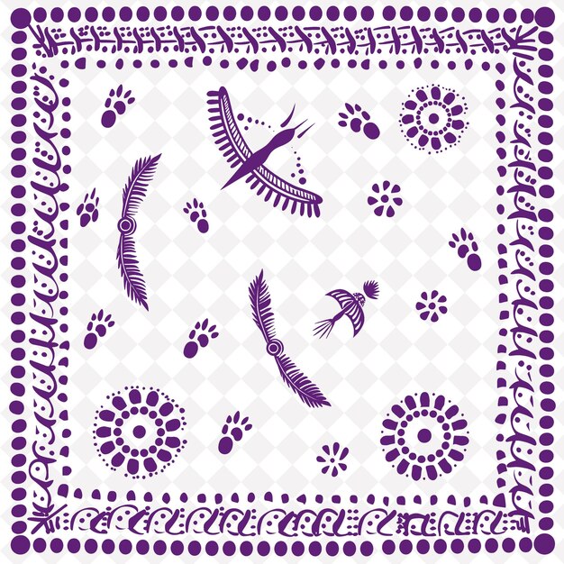 PSD png aboriginal tribal stamp with dot painting and boomerangs for traditional unique frame decorative