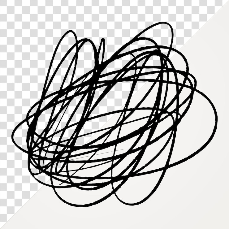 PSD png abstract black scribble art transparent background