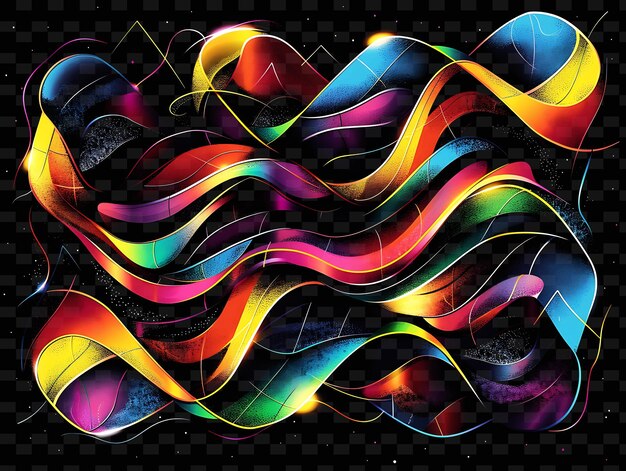 PSD png abstract tape decal con disegni non rappresentativi e b creative neon y2k shape decorativeo