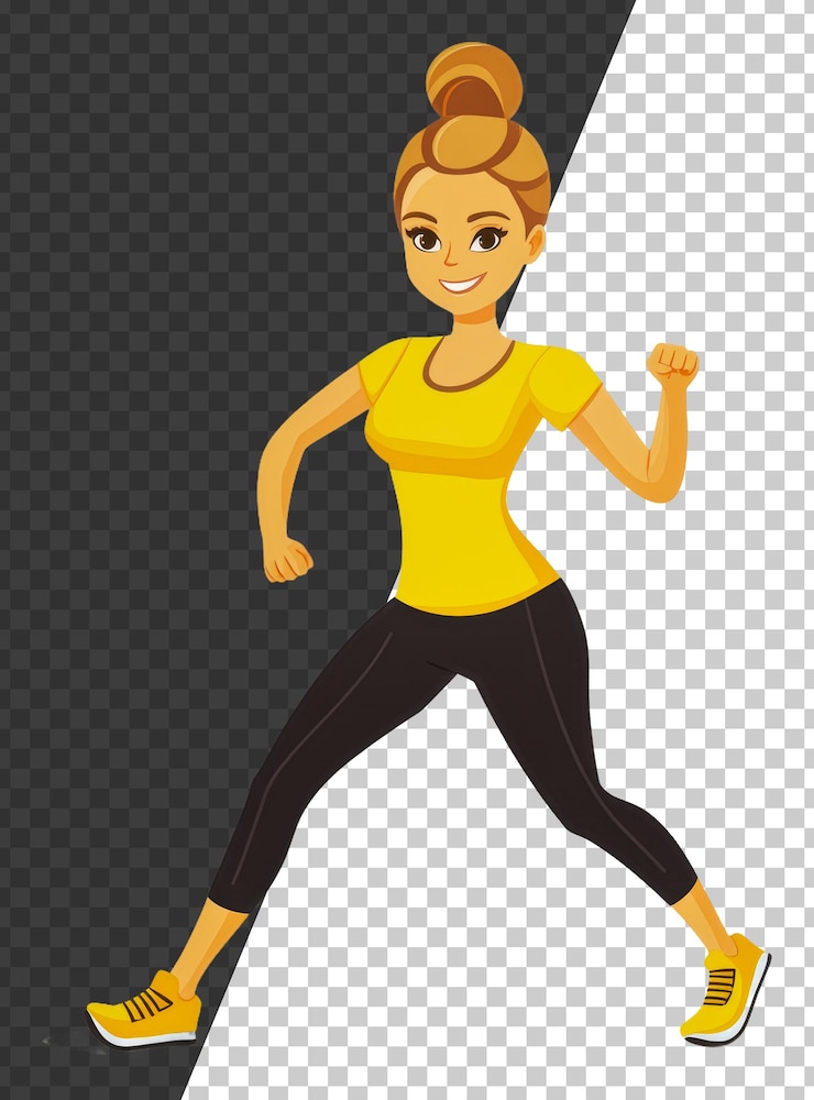 PSD png active woman in fitness attire exercising outdoors