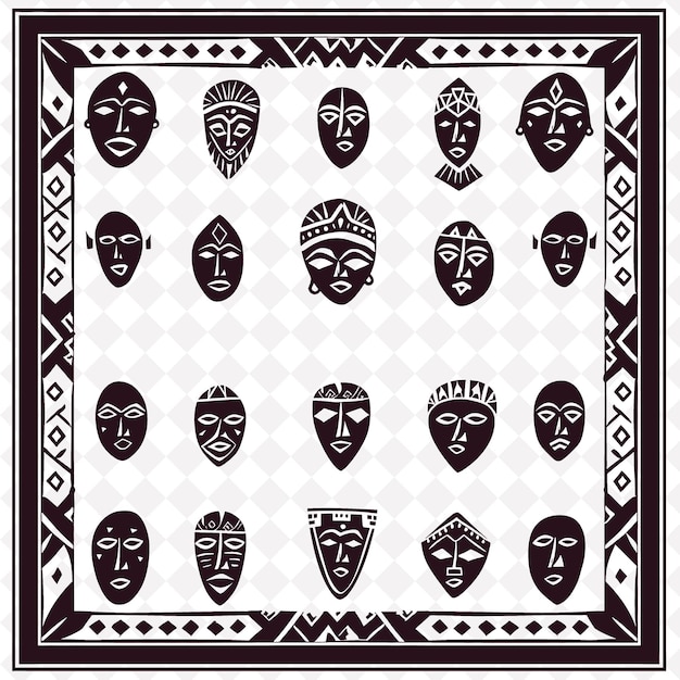 Png african folk art with masks and tribal patterns for decorati traditional unique frame decorative
