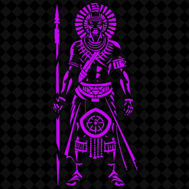 PSD png african zande warrior with a makrigga fierce and intimidatin medieval warrior character shape