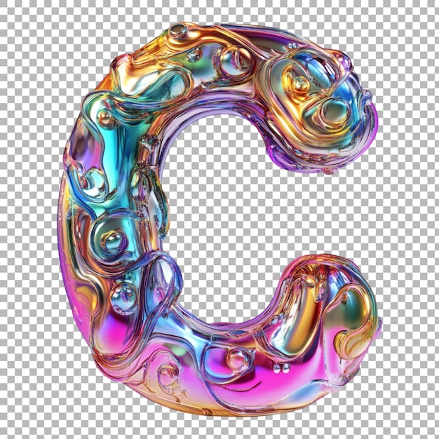 png alphabet c in trippy style isolated against a transparent background for psychedelic designs bold branding or unique typography applications