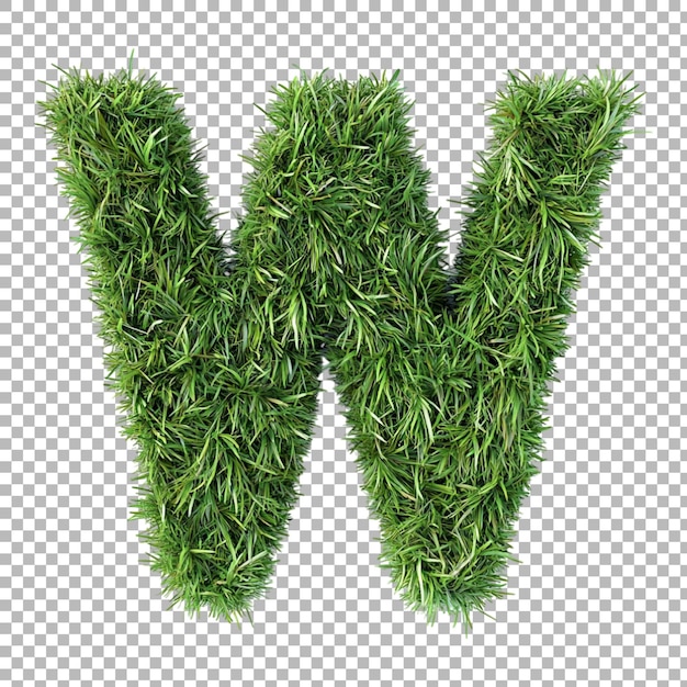 Png Alphabet W in Grass Style Isolated Against a Transparent Background for Nature Designs Fresh Branding or EcoFriendly Typography Applications