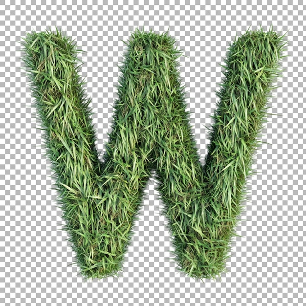 Png Alphabet W in Grass Style Isolated Against a Transparent Background for Nature Designs Fresh Branding or EcoFriendly Typography Applications