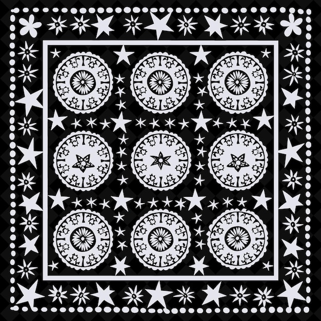 PSD png american folk art with stars and quilting patterns for decor outline traditional frame art