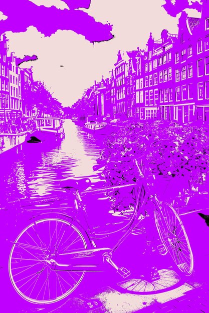 PSD png amsterdams kanalen met schilderachtige straatscènes en 17e eeuw illustratie stadsscènes kunstdecoratie