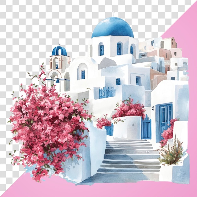 PNG An ancient greek Santorini Cycladic houses santorini art landmark