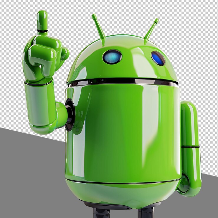 PSD png android hand isolated on transparent background