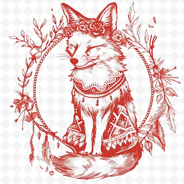 PSD png animal line art and frame stamps коллажная марка естественный эскиз для иллюстрации персонажей