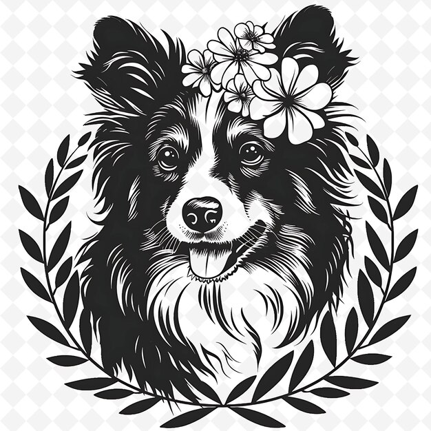 PSD png animal line art and frame stamps коллажная марка естественный эскиз для иллюстрации персонажей