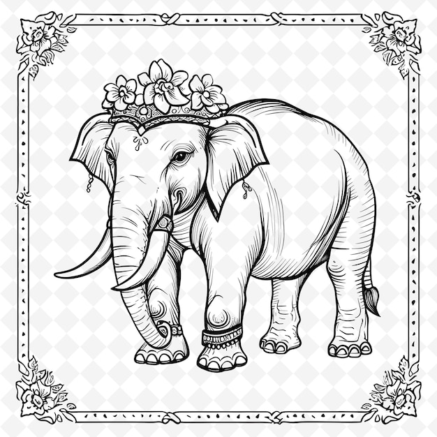 PSD png animal line art and frame stamps коллажная марка естественный эскиз для иллюстрации персонажей