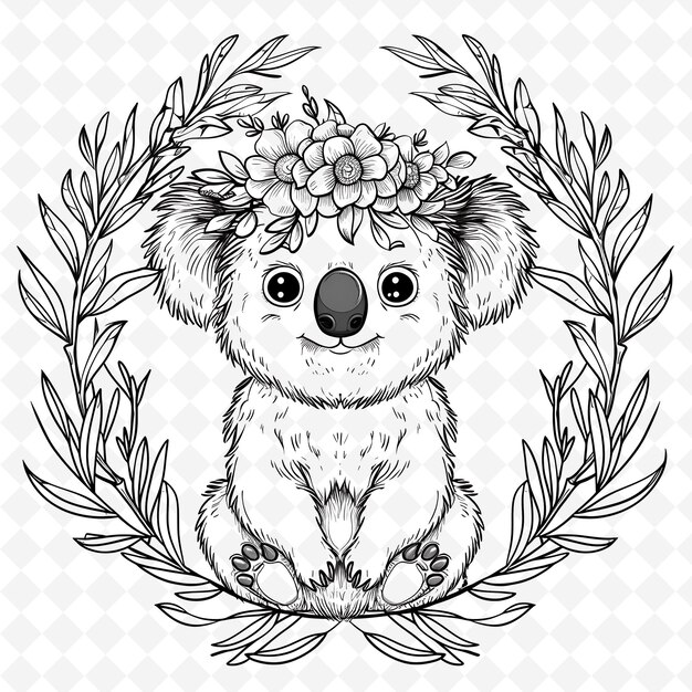 PSD png animal line art and frame stamps коллажная марка естественный эскиз для иллюстрации персонажей